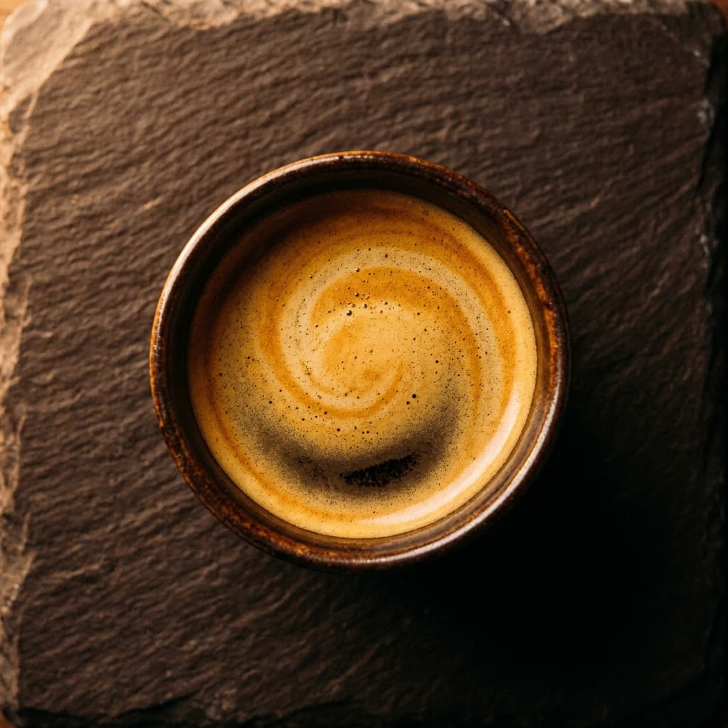 Espresso mit goldener Crema von oben